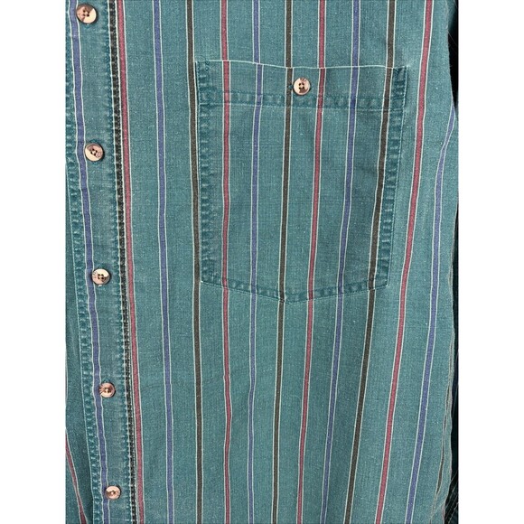 Vintage Baxter Brand 90's Teal Stripe Long Sleeve Button Up Size 2XLT - Picture 3 of 9